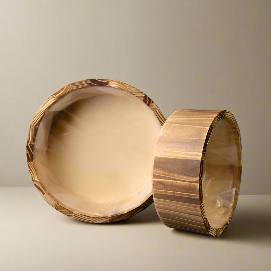 Round Wooden Planters Set