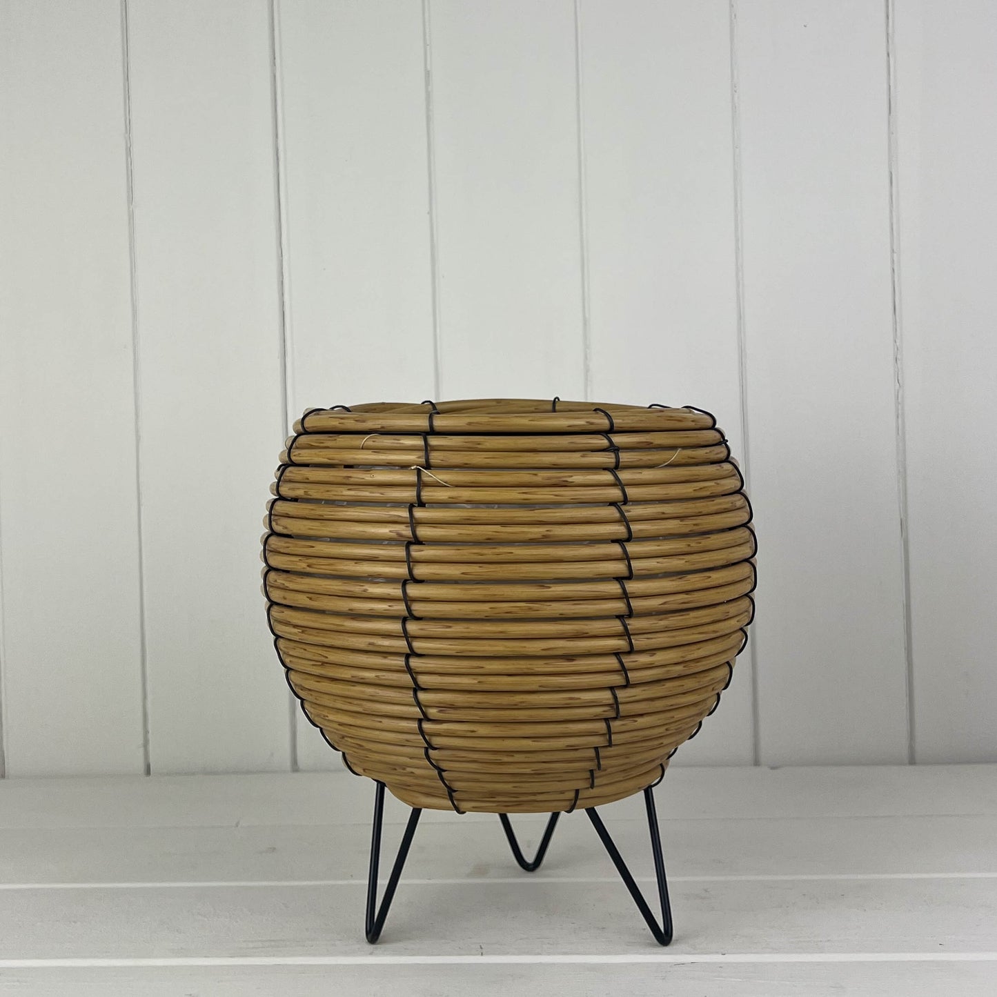 Bulbous Rattan Pot With Legs