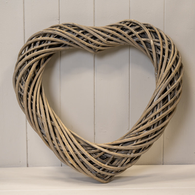 Grey Heart Thick Willow Wreath