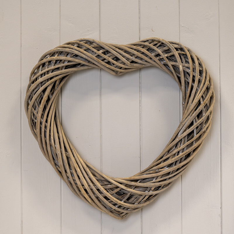 Grey Heart Thick Willow Wreath