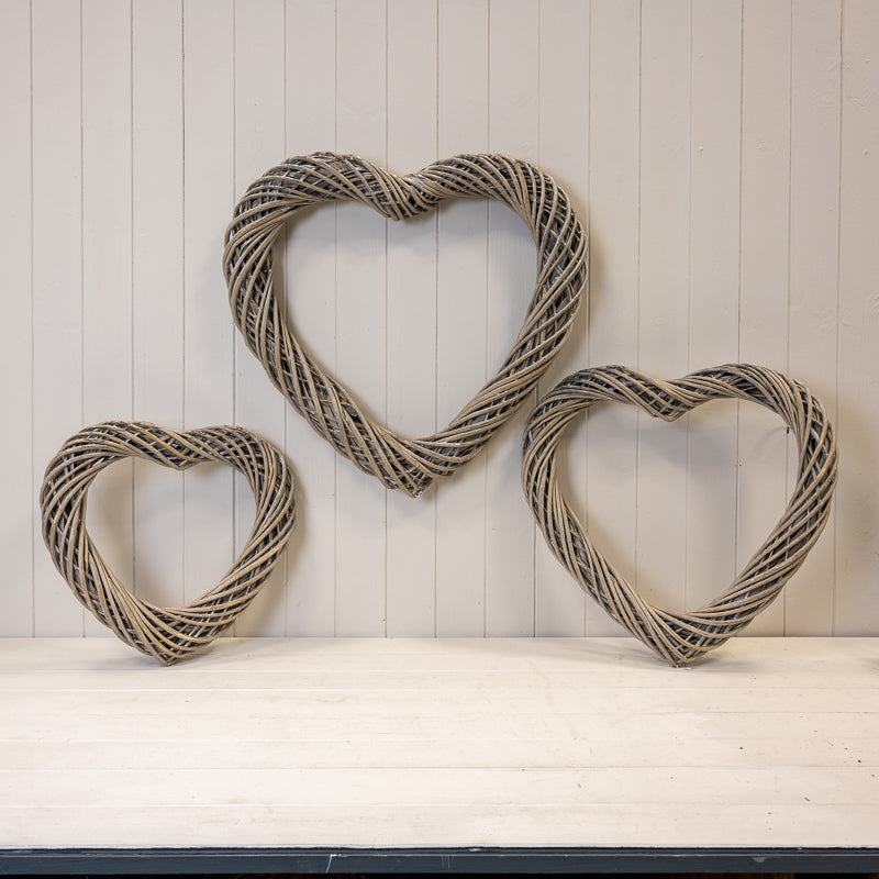 Grey Heart Thick Willow Wreath