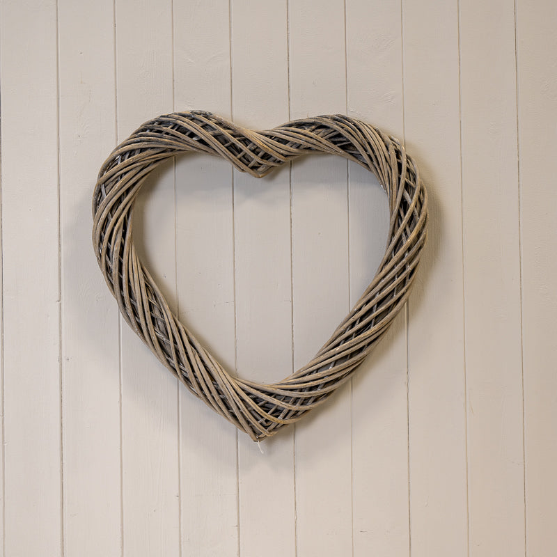 Grey Heart Thick Willow Wreath