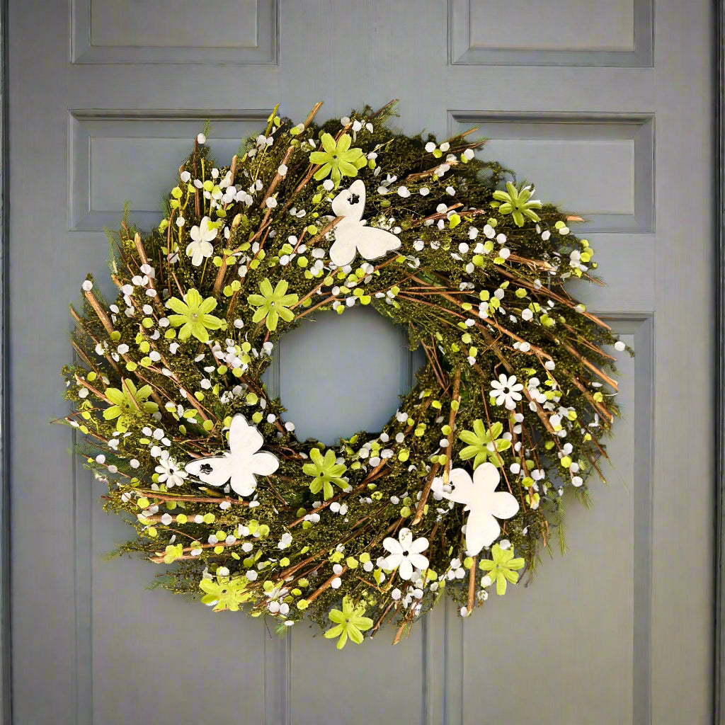 Twig, Flower And Butterfly Wreath