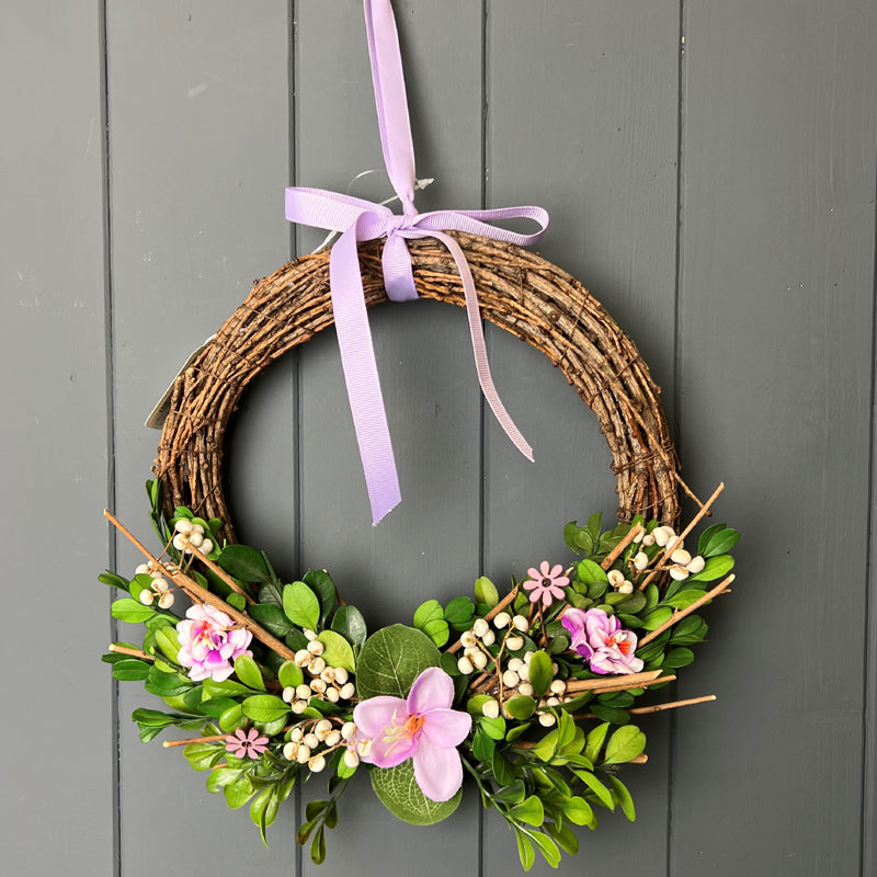 Purple Floral And Greenery Spring Wreath