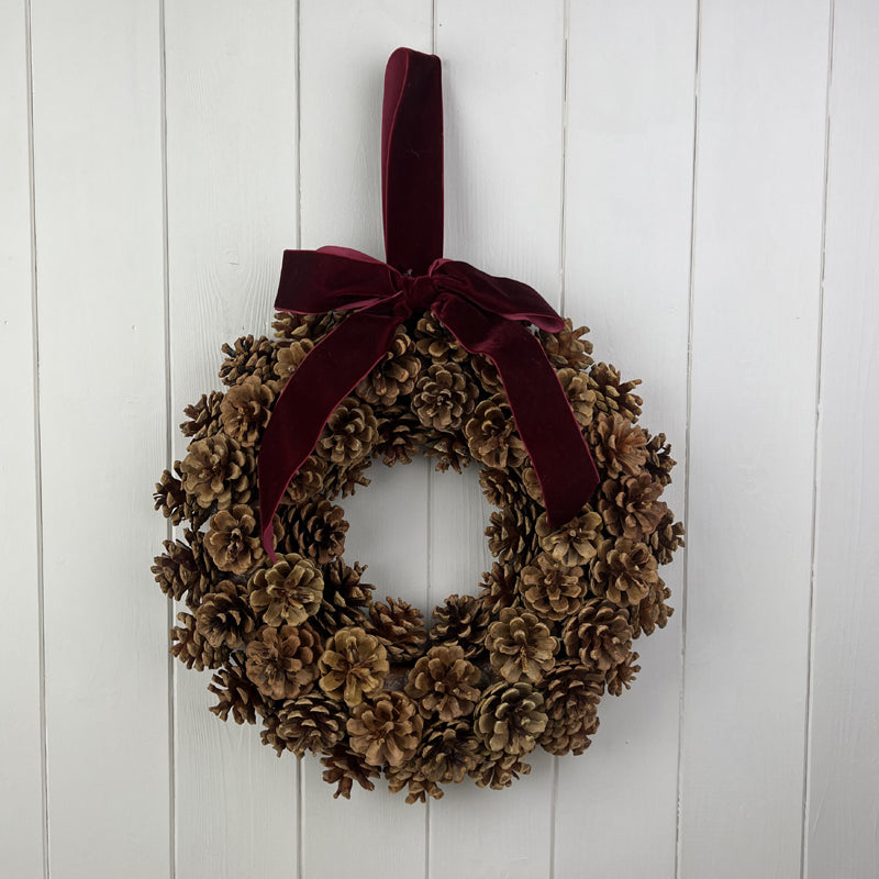 Pinecone Wreath With Bow