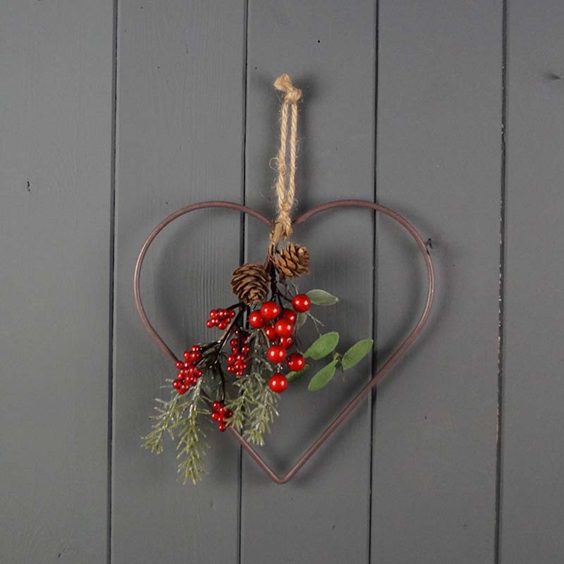 Wire Heart Wreath With Foliage