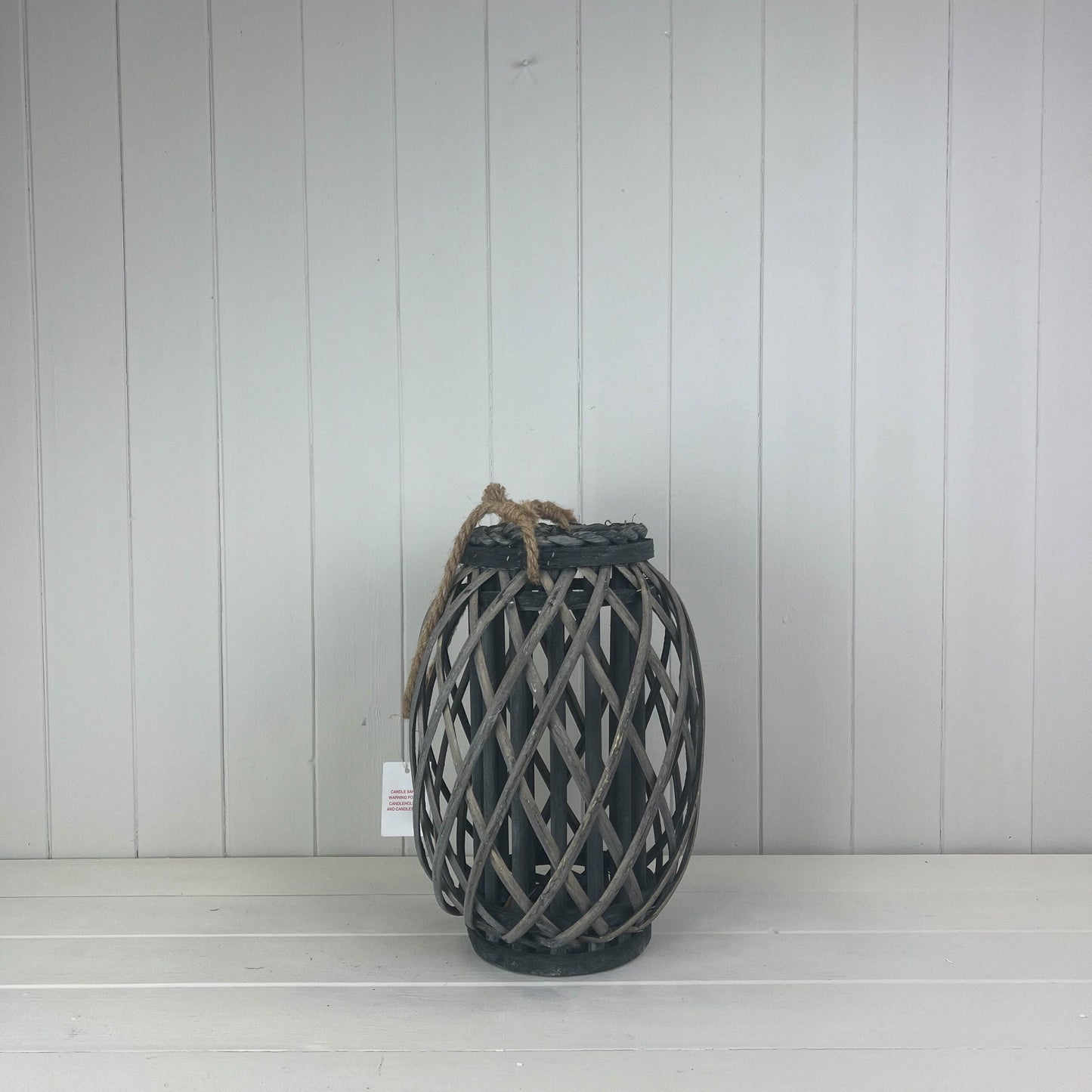 Grey Wicker Lantern