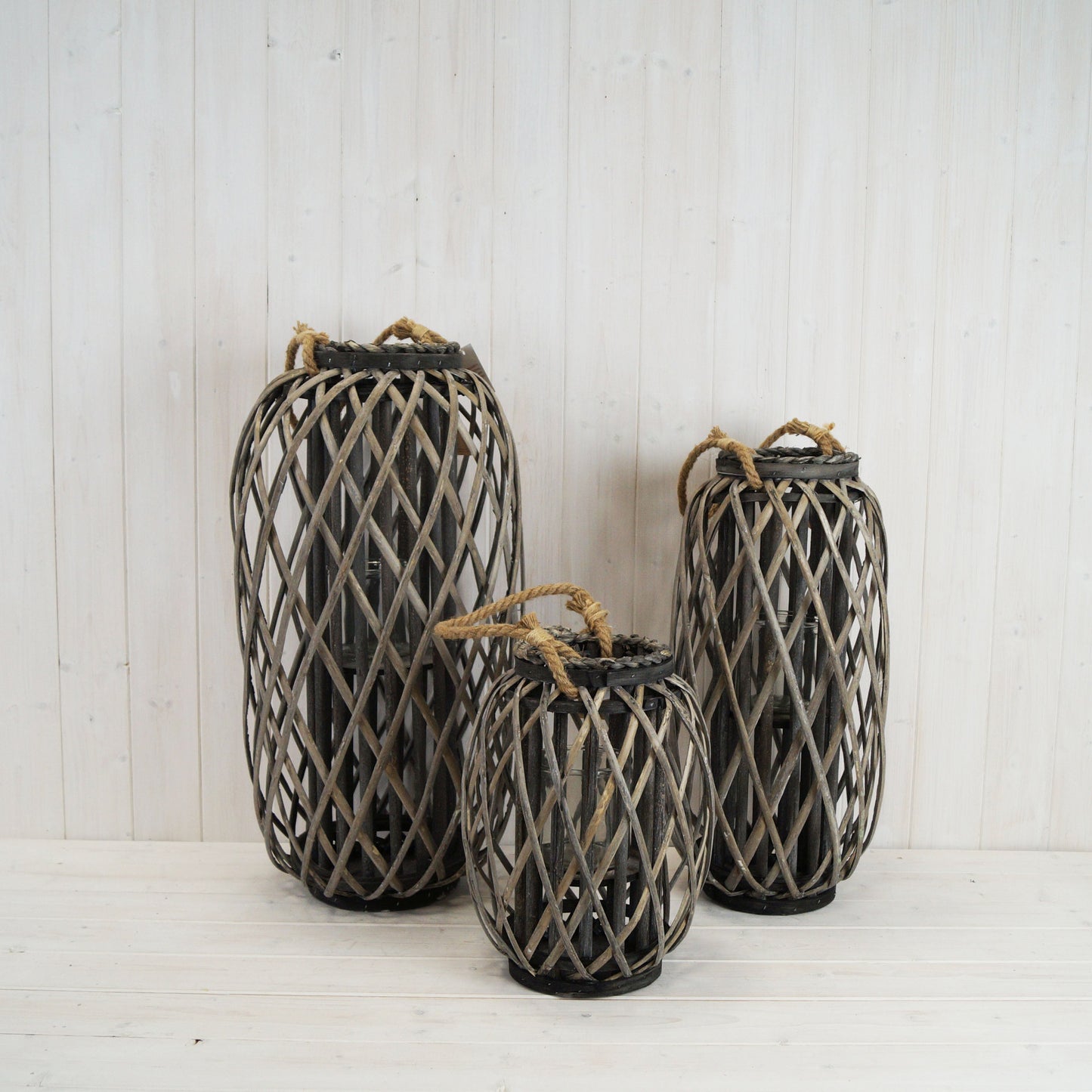Grey Wicker Lantern