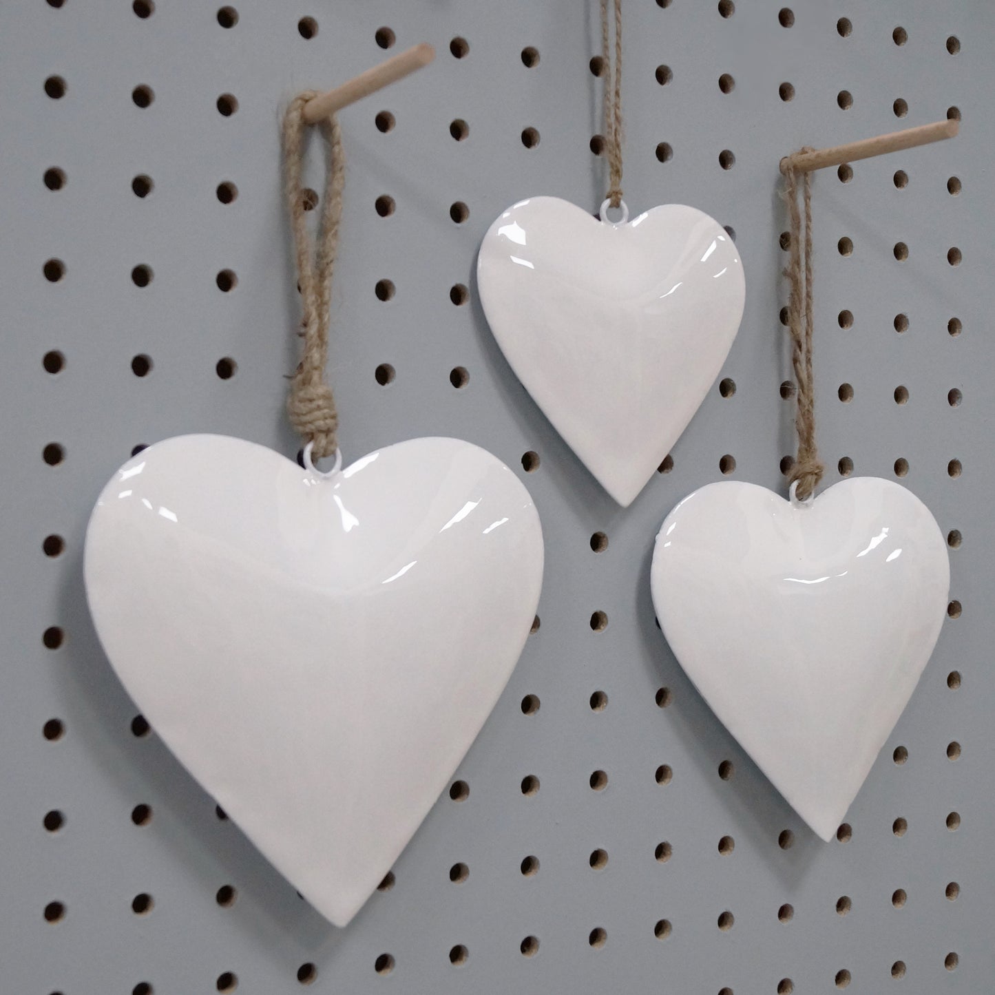 White Enamel Hanging Heart