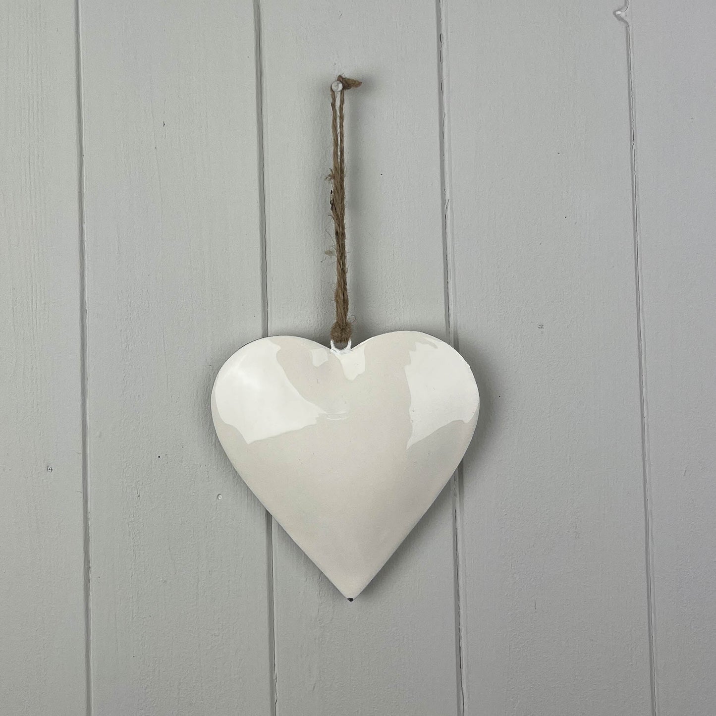 White Enamel Hanging Heart