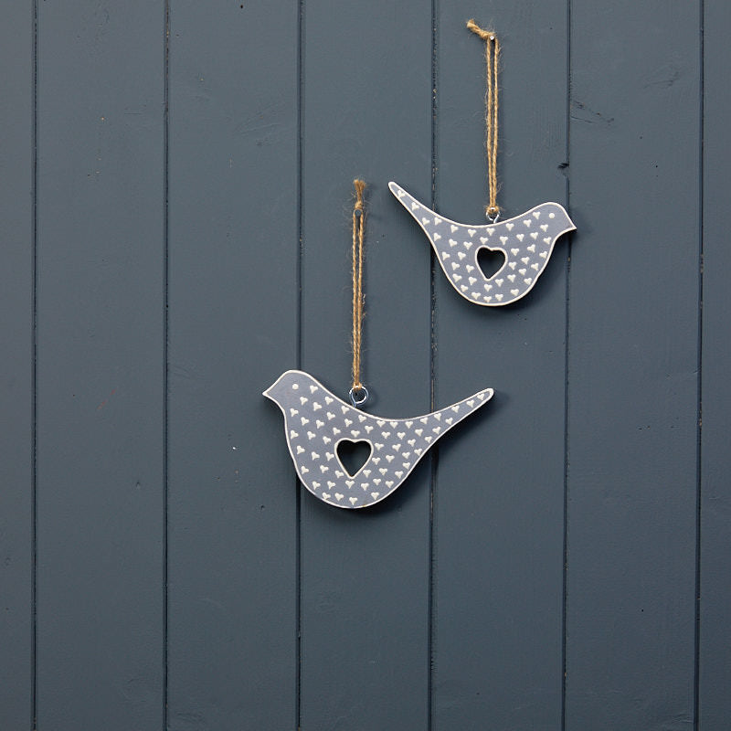 Hanging Grey Bird With White Kerry Work