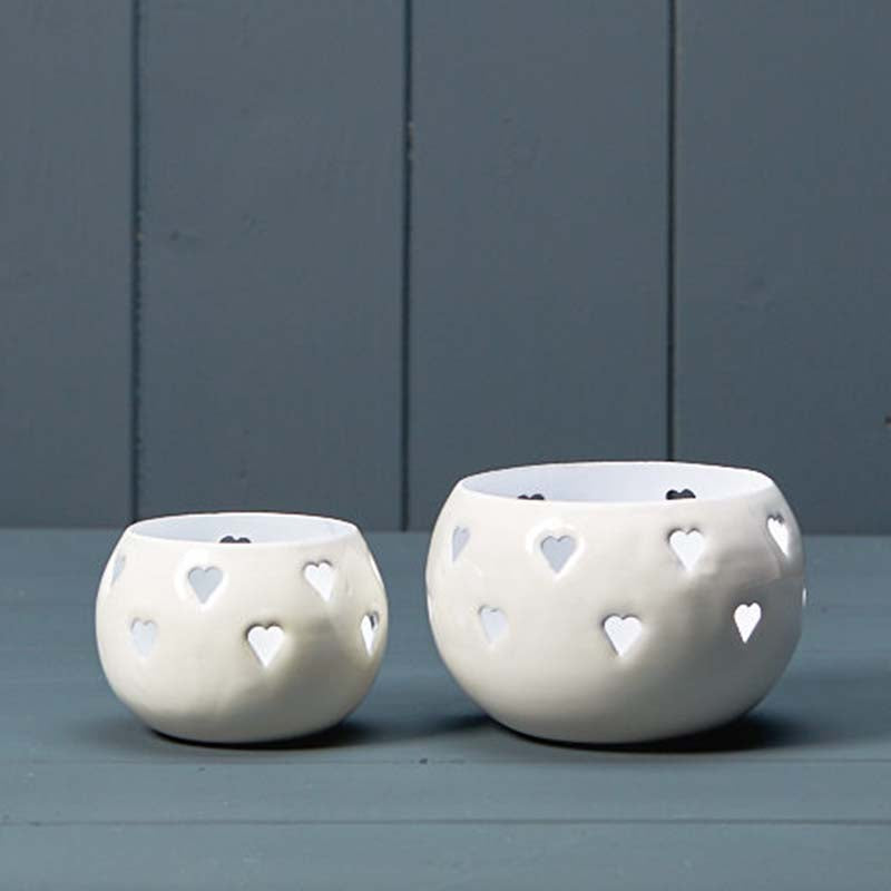 White Votive With Heart/Star Design