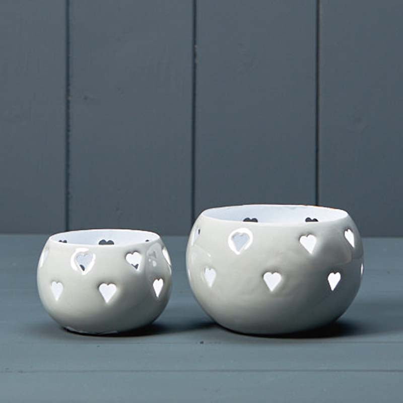 Grey Votive with Heart Design