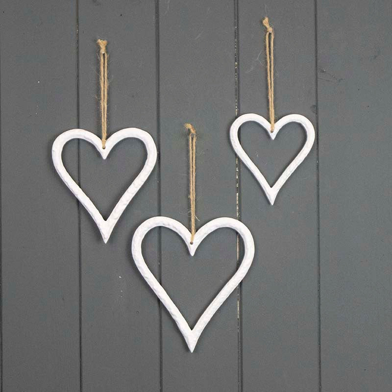 Hanging White Hearts