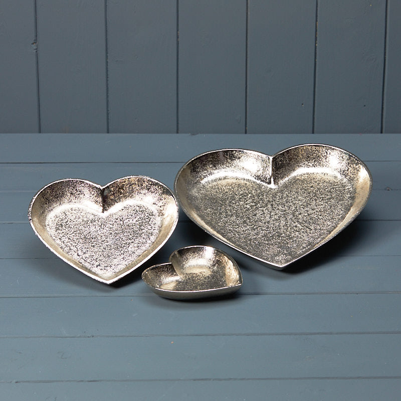 Silver Heart Shape Plate - Large