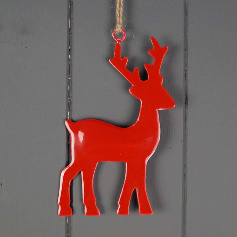 Red Hanging Enamelled Reindeer