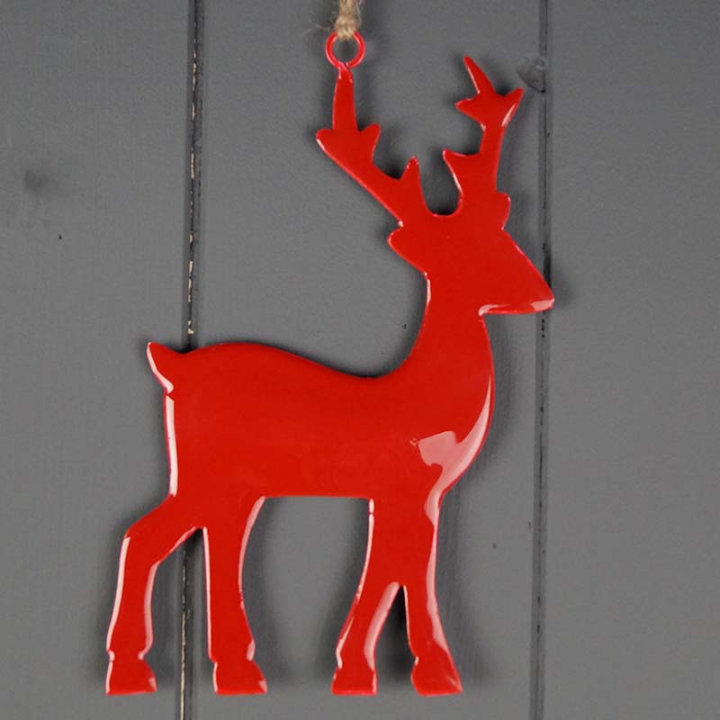 Red Hanging Enamelled Reindeer