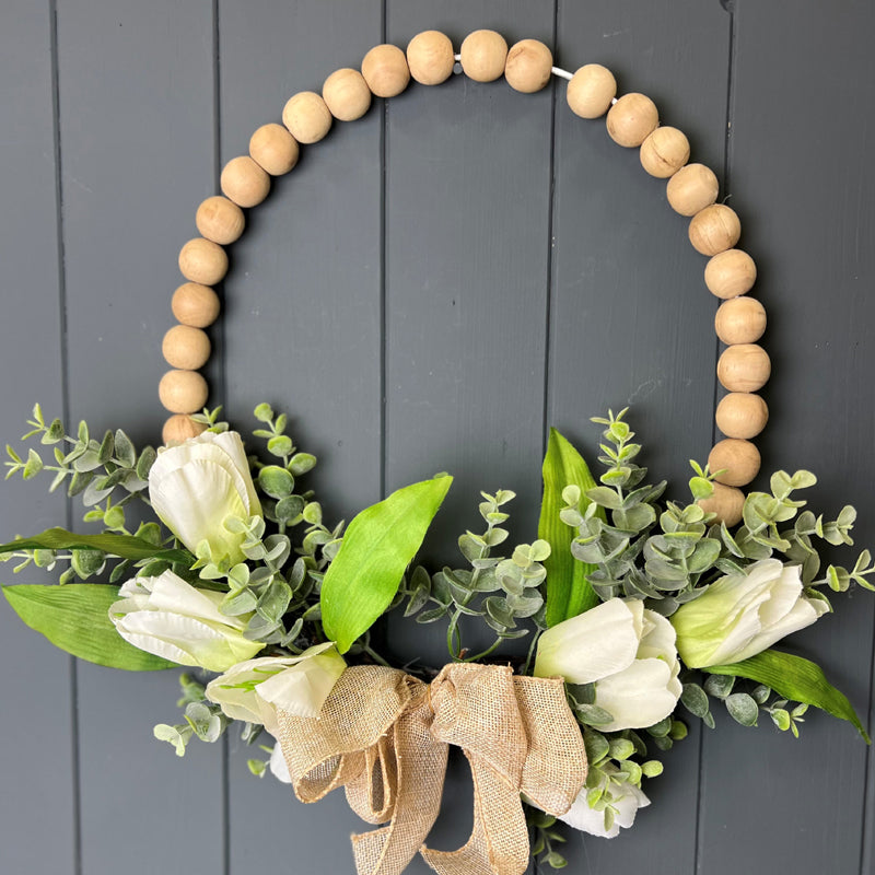 Round Decorative Beaded Wreath with Bow