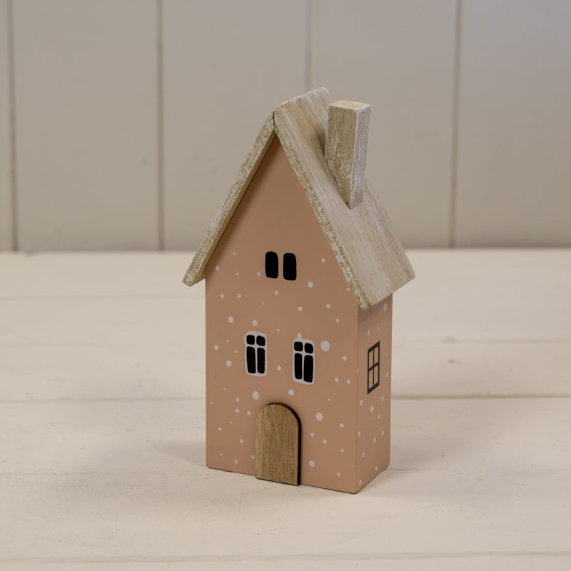 Pink Wooden Polka Dot House Ornament