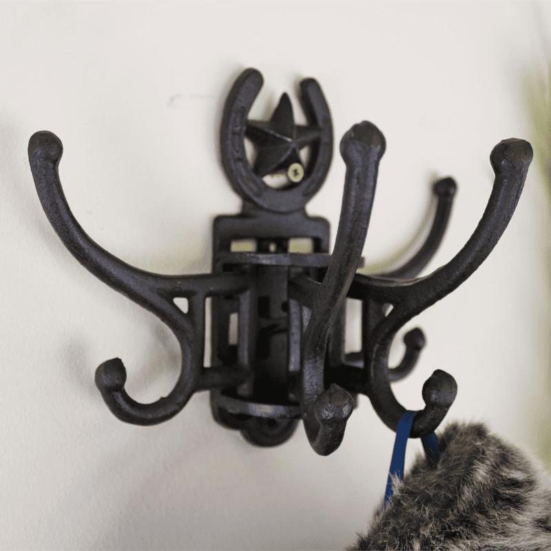 Cast Iron Wall Mounted Horseshoe Rotating Coat Hooks