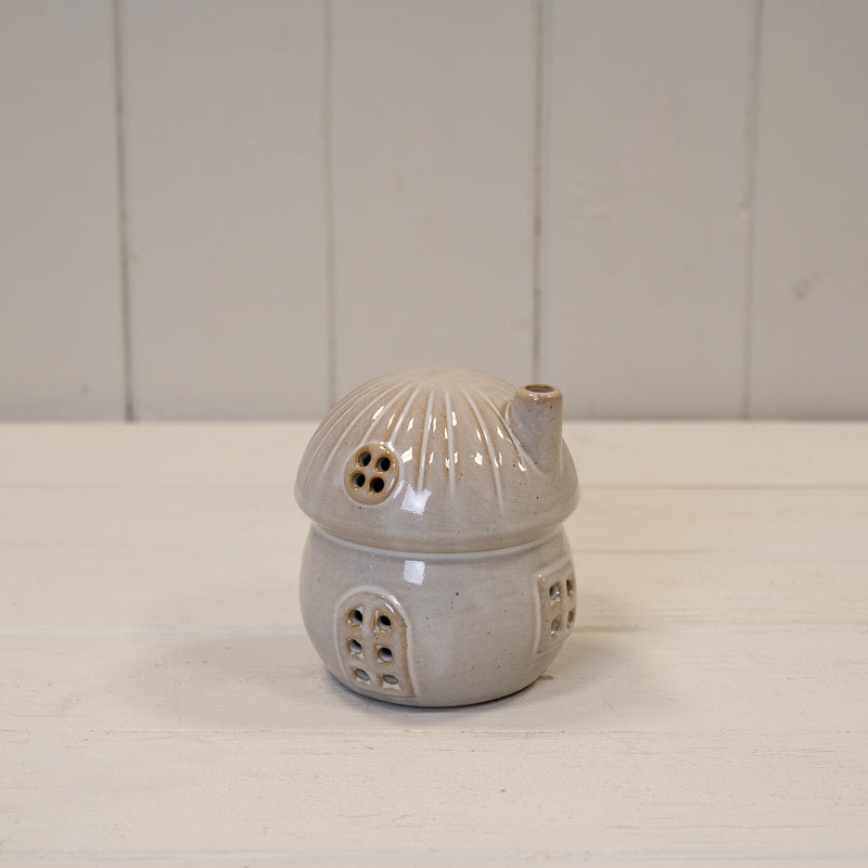 Glazed Ceramic Mushroom House With Led Ornament