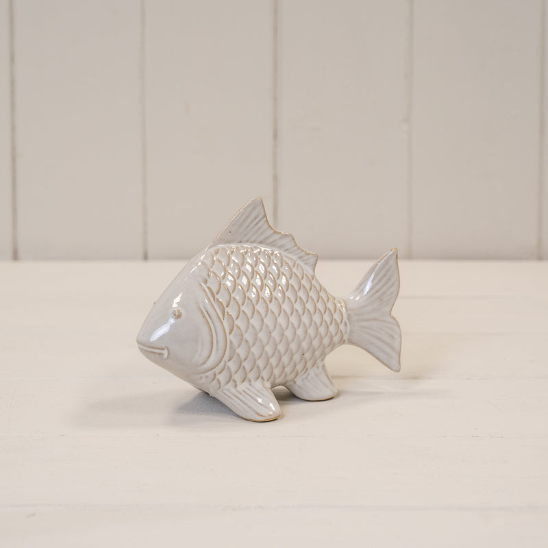 Glazed Ceramic Fish Ornament With Textured Detail