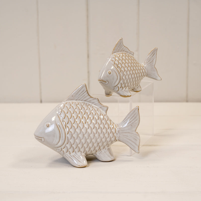 Glazed Ceramic Fish Ornament With Textured Detail