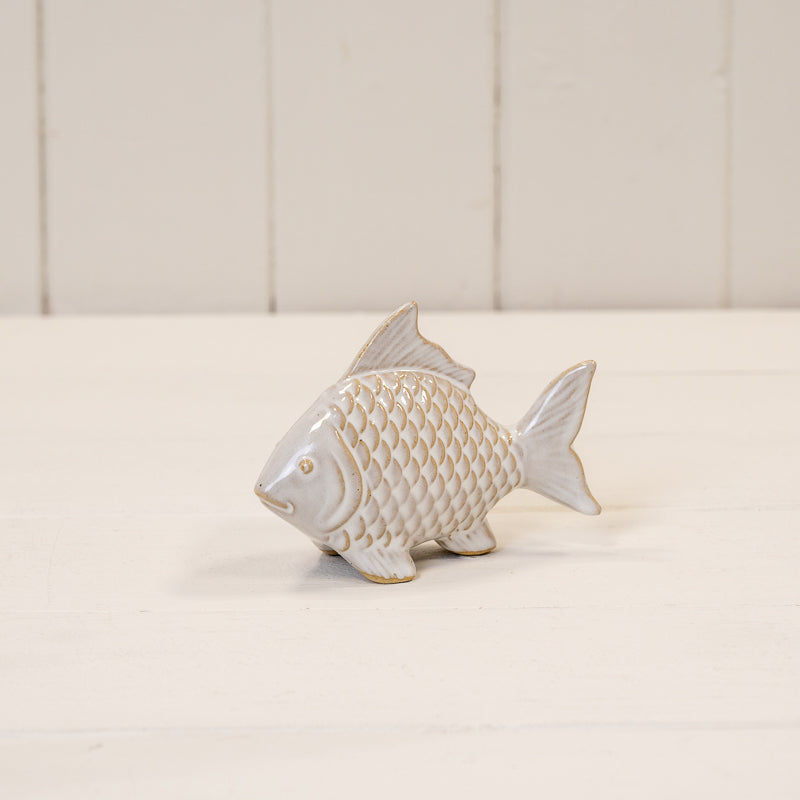 Glazed Ceramic Fish Ornament With Textured Detail