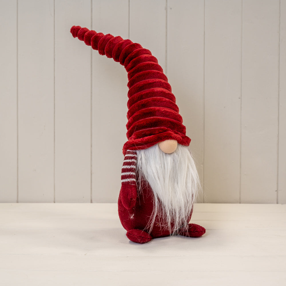 Short Red Stripey Gonk With Ribbed Hat