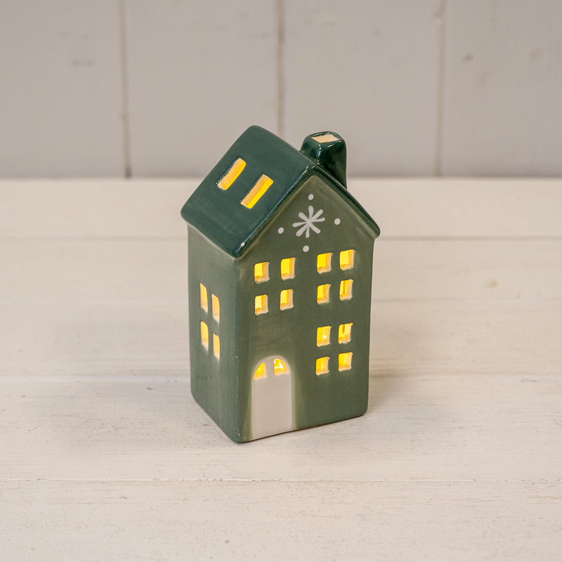 Green Ceramic LED House With Patterns