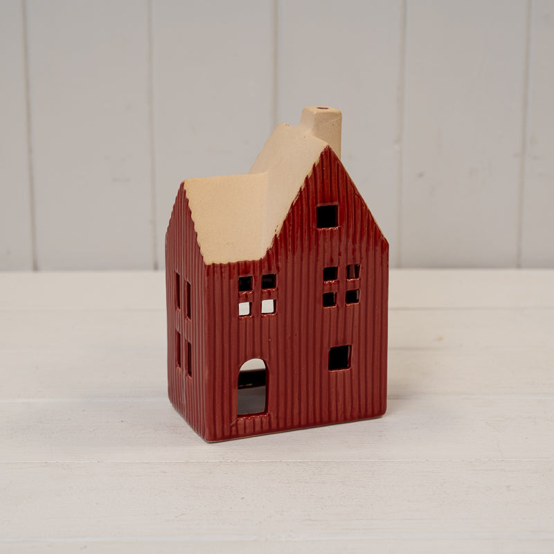 Red Ceramic House Tealight Holder
