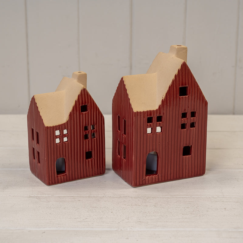 Red Ceramic House Tealight Holder