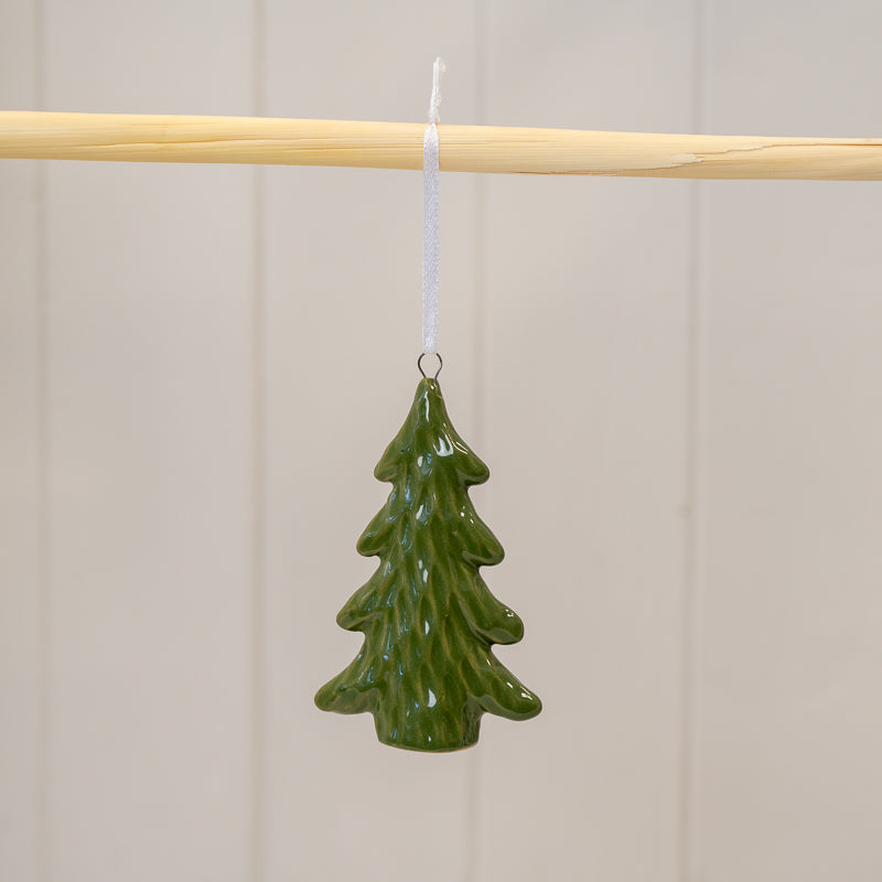 Dimpled Green Ceramic Christmas Tree Ornament