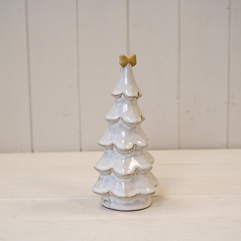 Stone Glazed Ceramic Christmas Tree With Bow