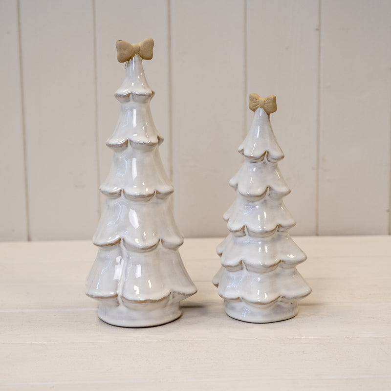 Stone Glazed Ceramic Christmas Tree With Bow