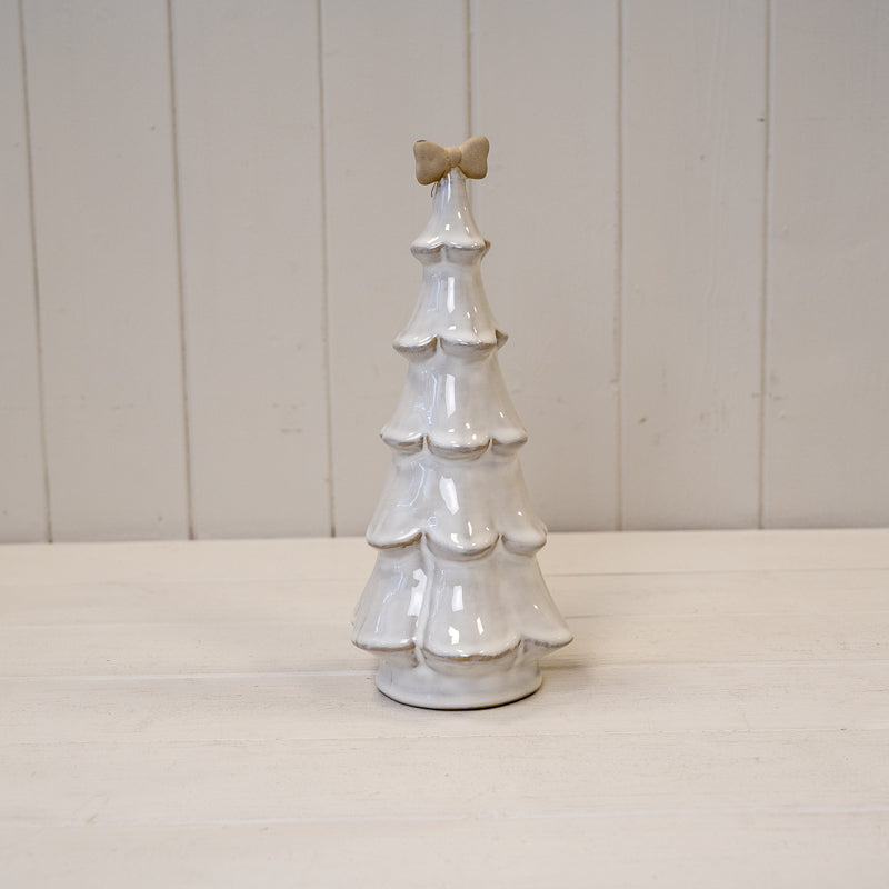 Stone Glazed Ceramic Christmas Tree With Bow