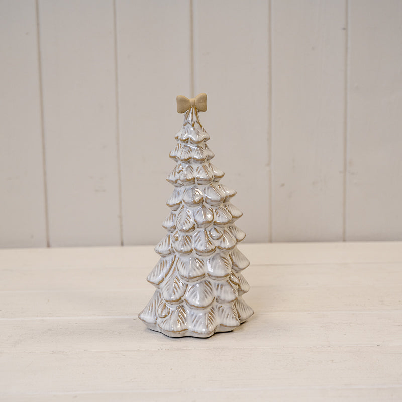 Stone Glazed Ceramic Bendy Christmas Tree With Bow