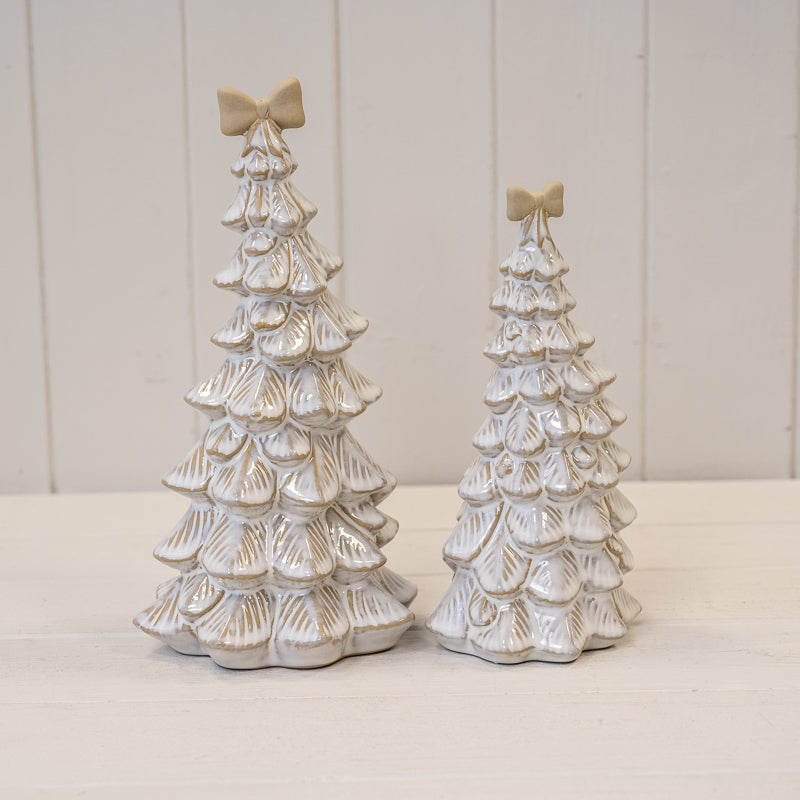 Stone Glazed Ceramic Bendy Christmas Tree With Bow
