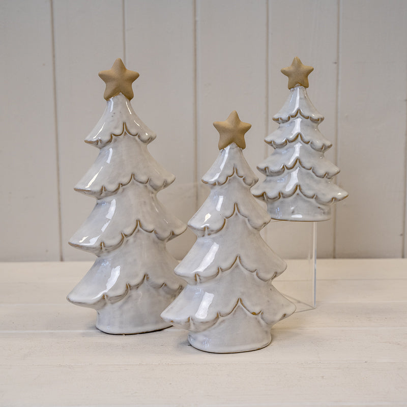 Stone Glazed Ceramic Christmas Tree With Star