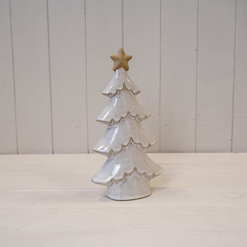 Stone Glazed Ceramic Christmas Tree With Star