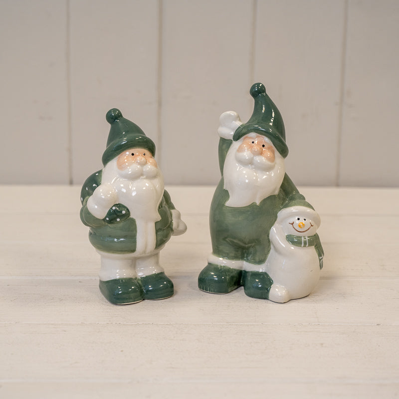 White/Green Ceramic Santa