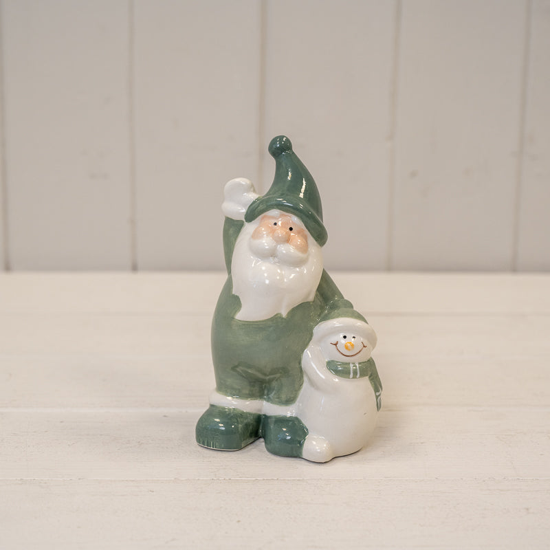 White/Green Ceramic Santa