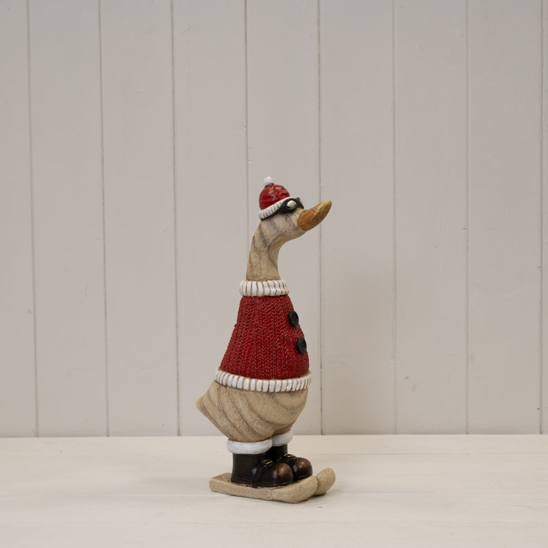 Festive Santa Polyresin Duck