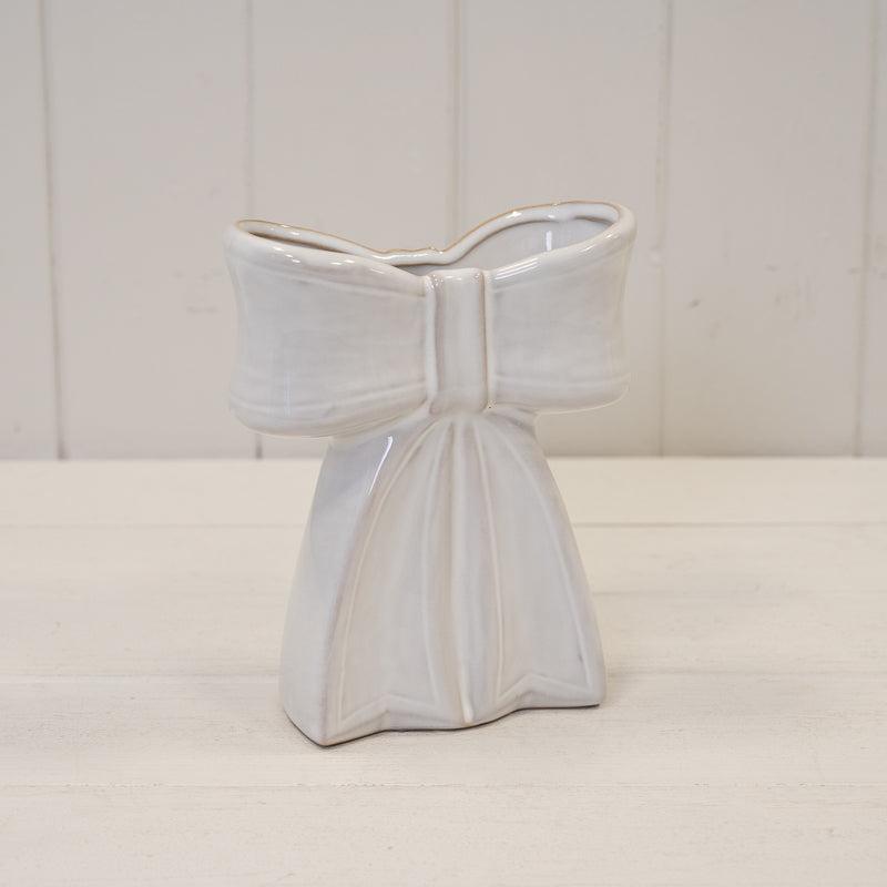 White Ceramic Bow Vase