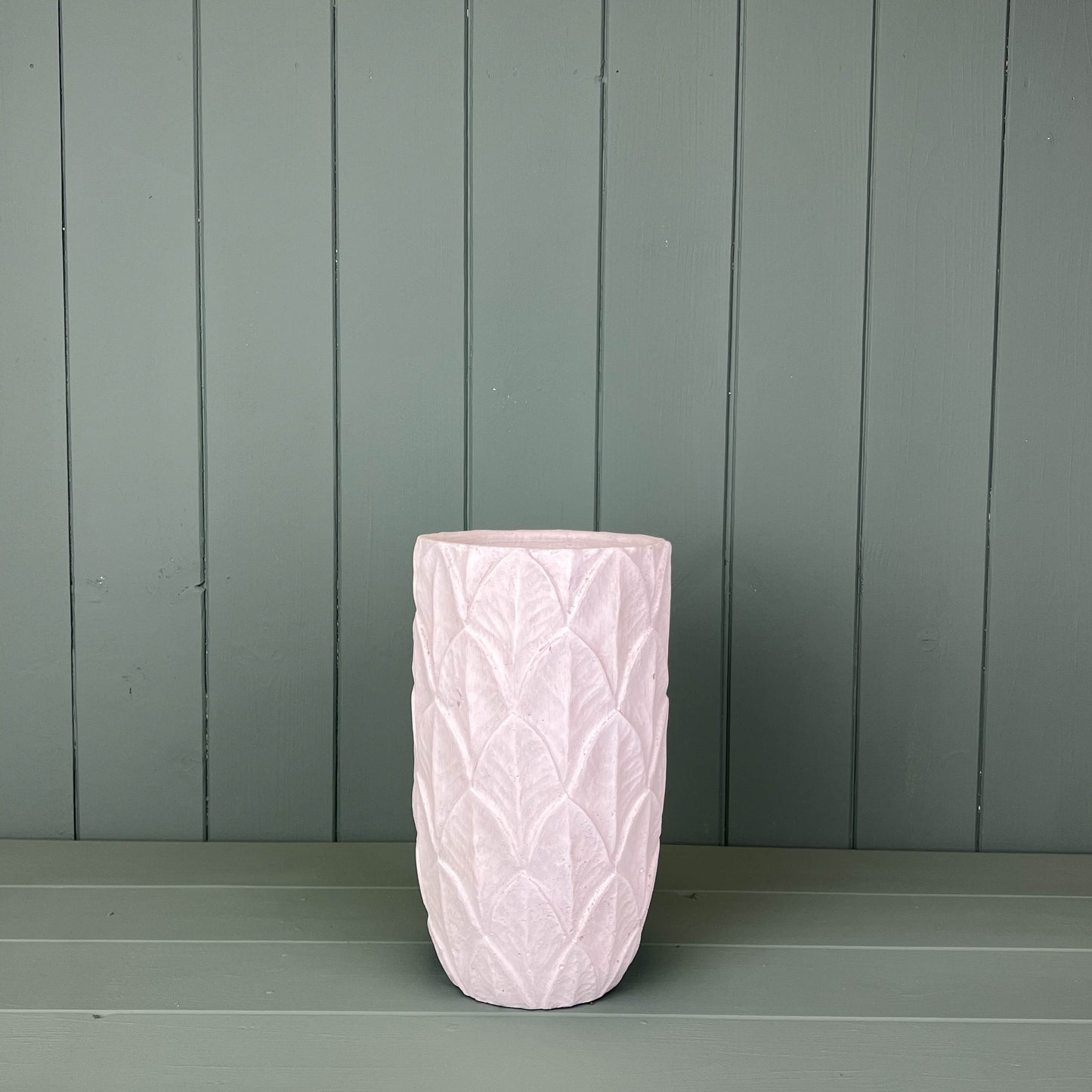 White Cement Trellis Pot