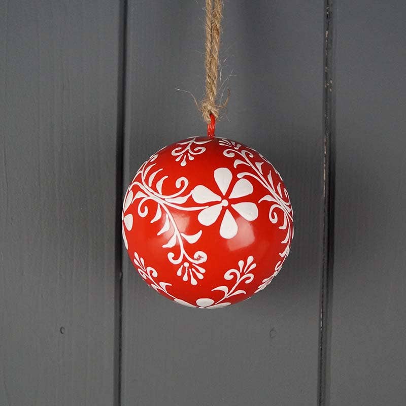 Red Hanging Hand-Painted Bauble