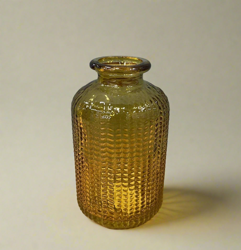 Yellow Dimpled Glass Bottle