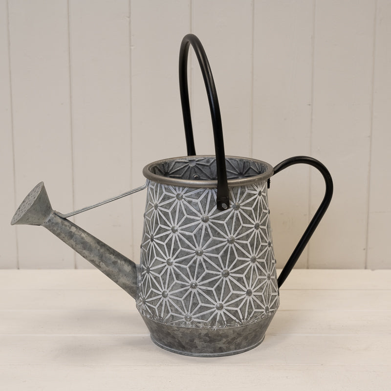 Embossed Daisy Design Watering Can With Tapered Base