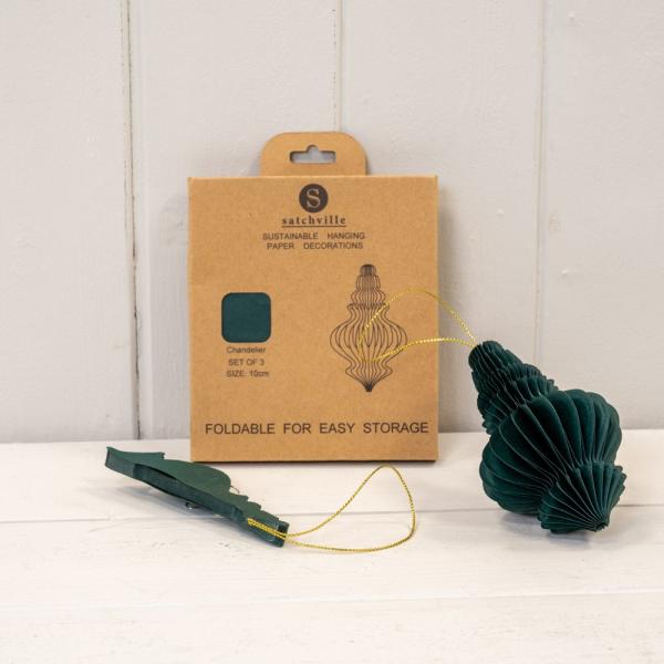 Set of 3 Dark Green Chandelier Baubles
