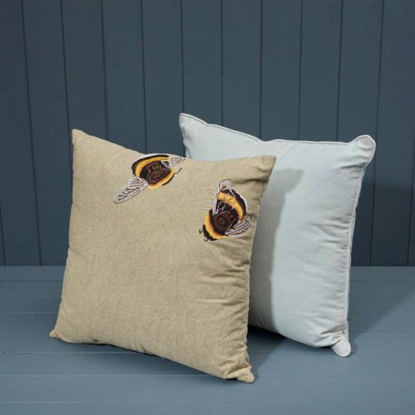Handmade Cotton Bee Embroidered Cushion